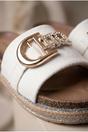 White iKrush White Mia Womens Embellished Cork Platform Sliders, Image 5 of 6