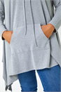 Grey Curve Cowl Neck Relaxed Stretch Tunic Top, Image 5 of 5