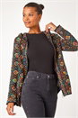 Multi  Aztec Zip Front Hooded Cardigan, Image 3 of 4