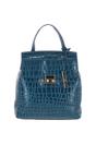 Teal Croc Print Real Leather Backpack, Image 1 of 3
