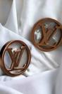 White Large Round White Rose Gold Plated Stud Earrings, Image 2 of 4