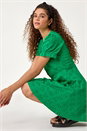 Green Broderie Cotton Stretch Jersey Frill Dress, Image 2 of 5