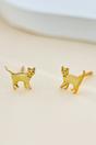 Gold Mia Gioielli Gold Sterling Silver Cat Stud Earrings, Image 1 of 2