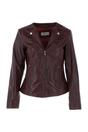 Burgundy 'MB' Real Leather Fashion Biker Jacket, Image 2 of 5