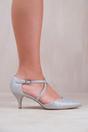 Silver Kennedi Low Kitten Heel With Crossover Strap, Image 2 of 2