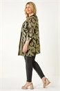 Gold Curve Floral Foil Print Kimono, Image 3 of 5