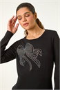 Black Sparkle Bow Detail Crew Neck Jumper, Image 1 of 5