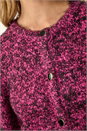 Cerise Fluffy Knit Button Cardigan, Image 5 of 5