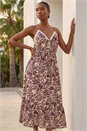 Chocolate Petite Abstract Crochet Trim Dress, Image 1 of 4