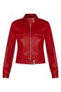 Red Womens Leather Moto Biker Jacket-Braga, Image 1 of 4