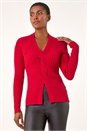 Red Cable Split Detail Rib Jumper, Image 1 of 8