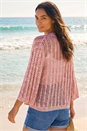 Light Pink Spacedye Open Knitted Cardigan, Image 3 of 4