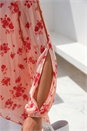 Light Pink Rose Print Metallic Tunic Top, Image 4 of 4