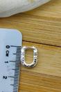 Gold Sterling Silver U-Shape Hammered Huggie Hoops, Image 3 of 3