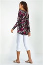 Bordeaux Aztec Print V-Neck Stretch Tunic Top, Image 3 of 5