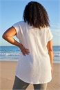 Ivory  Curve Crochet V-Neck Stretch Top, Image 2 of 4