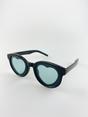 Black Plastic Round Frame Sunglasses with Heart Lenses, Image 2 of 3