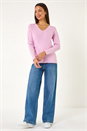 Pink Soft Knit V-Neck Jumper, Image 2 of 5