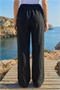 Black Linen Blend Wide Leg Trouser, Image 3 of 5