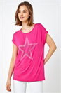 Pink Embellished Star Print T-Shirt , Image 2 of 5