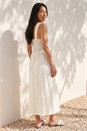 Blue Petite Crochet Top Linen Blend Maxi Dress, Image 3 of 4
