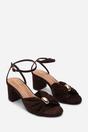 Dark Brown Bluebird Block Heel Ruched Buckle Sandal, Image 3 of 4