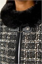 Black Faux Fur Jacquard Knit Poncho, Image 5 of 5