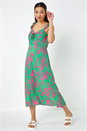 Green Floral Print Midi Sundress, Image 4 of 5