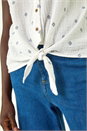 Ivory  Embroidered Tie Hem Blouse, Image 5 of 5