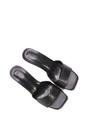 Black XY LONDON Black 'Pearl' Square Toe Stiletto Kitten Heel Mule Sandals, Image 6 of 6