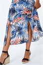 Pink Petite Tropical Palm Print Midi Skirt , Image 5 of 5