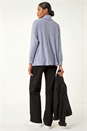 Light Blue  Textured Stripe Cowl Neck Top, Image 4 of 5