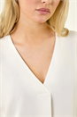 Ivory  Petite V-Neck Tuck Front Top, Image 7 of 7