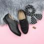 Black AJVANI Black Flat Lace Up Oxfords Brogues, Image 4 of 6