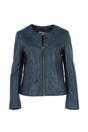 Navy 'Chambery' Collarless Real Leather Jacket, Image 2 of 5