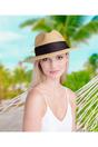 Black Zina - Straw Fedora with Contrast Satin Band - Black, Image 2 of 2