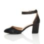 Black AJVANI Black Mid Block Heel Ankle Strap 2 Part Heels, Image 3 of 6