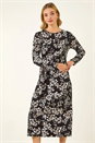 Black Dusk Printed Stretch Midi Dress, Image 4 of 5