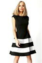 Black Colour Block Fit And Flare Dress, Image 1 of 4