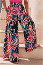 Pink Abstract Print Pocket Palazzo Trouser , Image 3 of 4