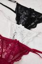 Multi 3 Pack Lace Strappy Thong Briefs with Bow Detail, Image 2 of 3