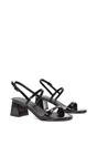 Black XY LONDON Black 'Izzy' Strappy Slingback Peep Toe Mid Block Heel Sandals, Image 3 of 5