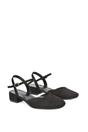 Black XY LONDON Black 'Hilary' Low Block Heel Court Shoes With Ankle Strap, Image 3 of 5