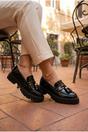 Black Mia Womens Chunky Patent Tassel Loafers, Image 4 of 8