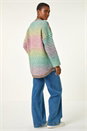 Green Contrast Ombre Stripe Fluffy Jumper, Image 3 of 5