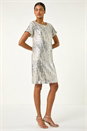 Silver Sequin Shimmer Stretch Dress, Image 2 of 5