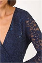 Navy  Sequin Lace V-Neck Stretch Jumpsuit, Image 5 of 5