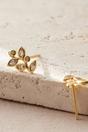 Gold Sterling Silver Crystal Leaf Studs, Image 2 of 2