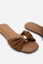 Brown Arc Ruched Buckle Slide On Sandal, Image 5 of 6