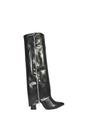 Black 'Allie' Knee High Boots Fold Over Point Toe Deco Zip, Image 1 of 6